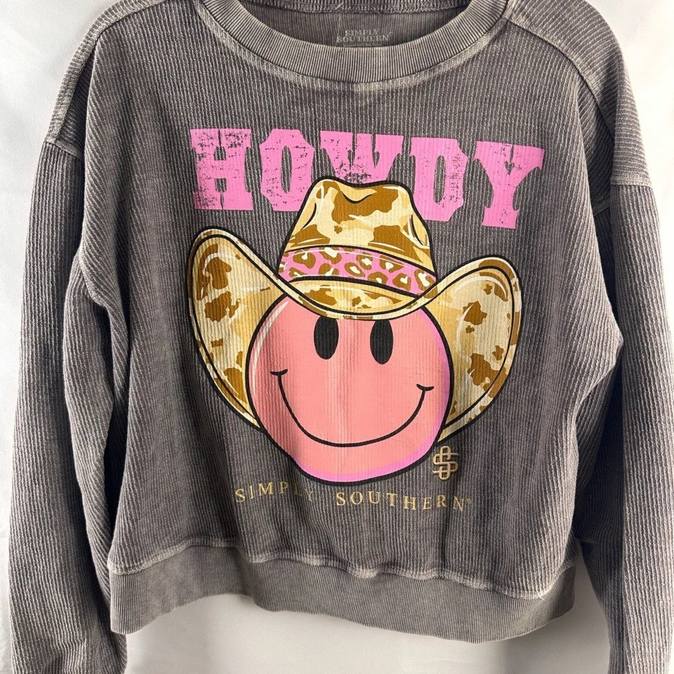 Cuello redondo gris acanalado Simply Southern para mujer Foto 1 de 3