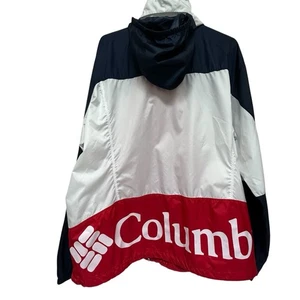 Columbia Mens XL Red White Blue Zip Packable Windbreaker Jacket Outdoor Athletic - Picture 1 of 11