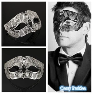 C1-3 MENS MALE Masquerade Eye-Mask Venetian Costume Party Accessories Silver - Picture 1 of 8