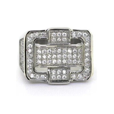 Anillo Pinky Acero Inoxidable 316 Pavé Para Hombre Forma Cuadrada Circonita Foto 1 de 4