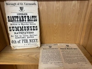 Great Yarmouth 1904 Avisos originales de tarifas distritales y tarifas sanitarias ID120 - Imagen 1 de 3