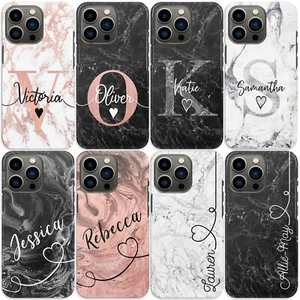 Personalised Initial Phone Case For Xiaomi Custom Hard Cover Pink Marble Heart - Picture 1 of 11