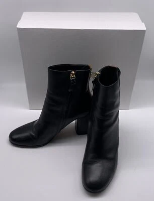 Diane von Furstenberg botín de cuero negro tacón bloque talla 8 m Foto 1 de 4