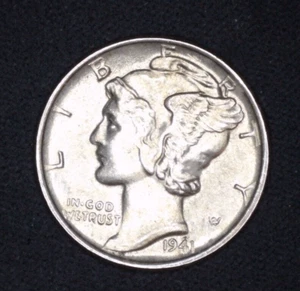 1941 Mercury Dime 10c - Brilliant Uncirculated - Full Split Bands - Picture 1 of 8