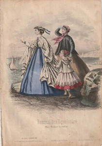 Gravure Mode n°9 Journal des Demoiselles Septembre 1866 - Foto 1 di 1