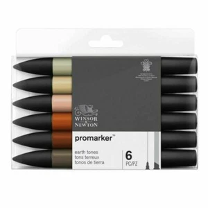 Winsor & Newton Promarker 6 Pen Pro Marker Set - Earth Tones NEW - Picture 1 of 1
