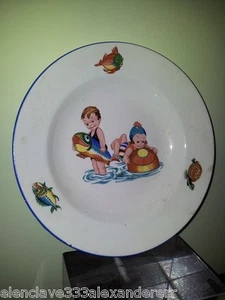 PICKMAN SEVILLA Plato Hondo Infantil Antiguo Barro Esmaltado siglo XX coleccion - Picture 1 of 2