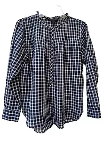 Nuevo $89 J Crew Mujer Pequeño Azul Blanco Plisado Túnica Top Camisa Botón Q7 - Imagen 1 de 6