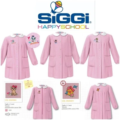 Grembiule scuola bambina asilo materna quadretti rosa SIGGI  - Immagine 1 di 4