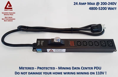 Metered Cryptocurrency Mining PDU - 4x C13 and 2x C19 Outlets  - Image 1 of 4