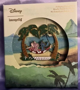 Disney Lilo & Stitch Angel Love Hamaca Columpio Loungefly Jumbo LE 1000 Prendedor NUEVO - Imagen 1 de 4