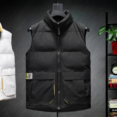 Men Winter Padded Puffer Quilted Waistcoat Vest Retro Warm Tank Tops Gilet Soft - Image 1 of 4