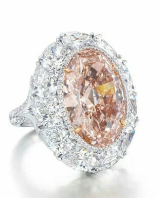 10ct Cocktail Party Ring Solid 925 Sterling Silver Pink Oval Halo Party Gift - Image 1 of 2