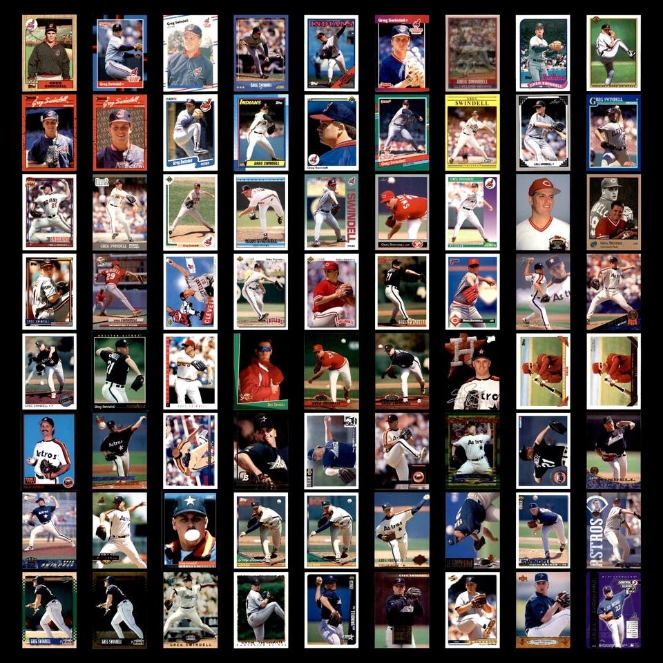 Lote 72 tarjetas de béisbol Greg Swindell novato diferentes 1987 (RC)-2000 indios/rojos/HOU Foto 1 de 4