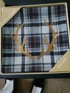 Fringe Glass Tray - Plaid Antlers 4 1/2" Square - Picture 1 of 5
