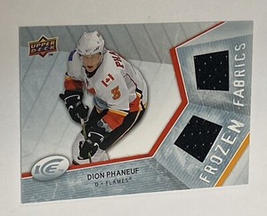 2008-09 DION PHANEUF #FF-DP UPPER DECK ICE FROZEN FABRICS BLACK SP FLAMES