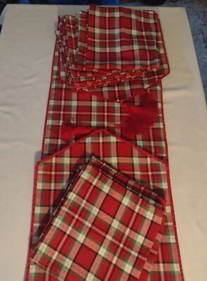 Plaid Christmas Runner And 12 Napkins - Image 1 of 4