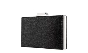 NINA Desyre all over crystals women's box clutch evening purse - BLACK - Picture 1 of 8