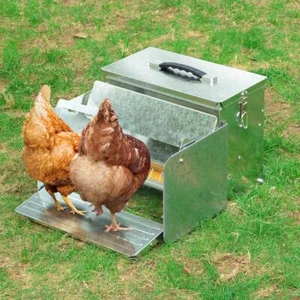 Automatic Chicken FeederPoultry Tank w/Lock 12L Farm Steel Treadle - Picture 1 of 9