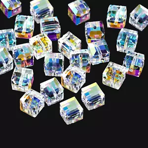 100 Pieces Crystal Cube Beads, 4Mm Square Glass Beads for Jewelry Making, Clear - Picture 1 of 7