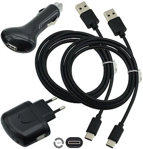 4 in 1 Lade Set 2x USB-C Datenkabel + KFZ Netz Ladekabel Kabel für Nubia Z11 Max - Bild 1 von 2