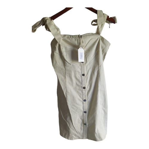 OFF WHITE Abito da sole nuovo con etichette Lunik Off bianco a righe giallo fiocco grande