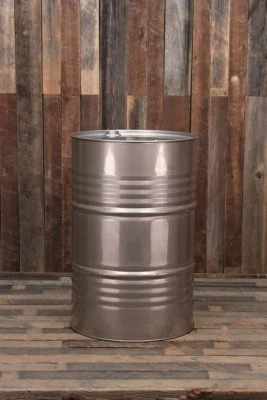 55 Gallon Stainless Steel Drum Barrel  Closed Top Used - Image 1 of 4