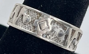 Taxco TR- 58 Sterling 925 Mexico Snakes Southwestern Size 9.5 Band Ring (1594) - Picture 1 of 11