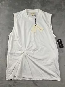 Loulou Studio Tank Top Womens Size XS White Crew Neck Twist Knot Cotton Soft NWT - Picture 1 of 12