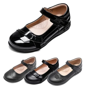 Girls Flats School Uniform Shoes Ceremony Dress Shoes Casual Shoes BLACK - Picture 1 of 14