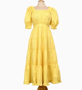 ULLA JOHNSON Citrine Yellow Tiered Midi Milkmaid Dress 4 LN - Picture 1 of 7