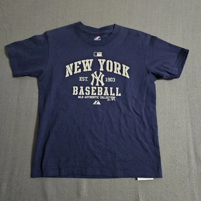 Camiseta Majestic Youth Pequeña New York Yankees Azul Manga Corta Foto 1 de 4