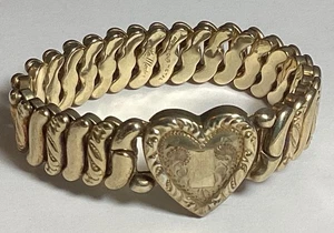 Vintage LaMode Sweetheart Herz Erweiterungsarmband Edelmetall Gold Filled 1940’s - Bild 1 von 12