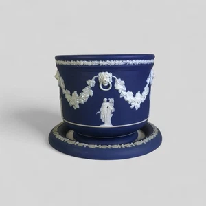 Cobalt Wedgewood Jasperware Cachepot With Underplate - Picture 1 of 5