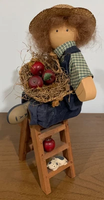 复古 1993 年 Lizzie 高木娃娃 Luther Bowman 梯子收集苹果 — 第 1/4 张图片