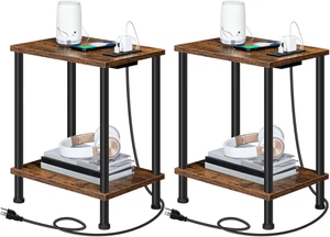 Beistelltisch mit Ladestation 2er Set Beistelltische mit USB-Anschlüssen und Steckdosen - Bild 1 von 9