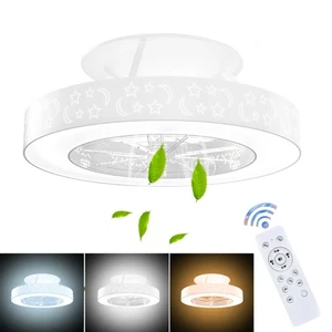 Indoor 23 inch Flush Mount Starry Sky Ceiling Fan w/ LED Light & Remote Control - Picture 1 of 10
