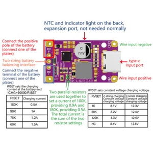 Type-C 2-3S 15W3.7V Lithium Battery Charging Boost Module Support QC Fast Charge - Zdjęcie 1 z 13