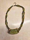 Lime Tree Green Beaded Necklace with Sliding Stone - 18" long