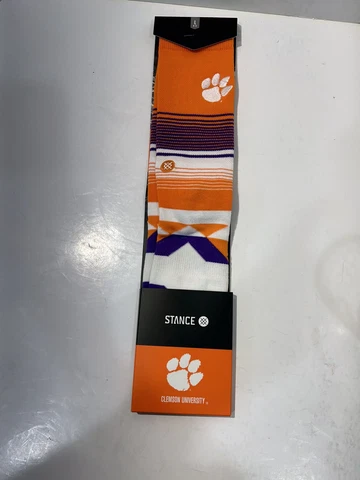 Clemson University Tigers Geo Stripe Socks Size Large 9-12 NWT Cover