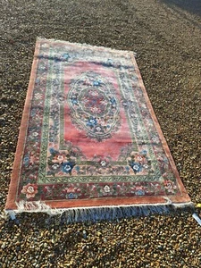 Floral Pink Ground Carpet VG CONDITION - Picture 1 of 4