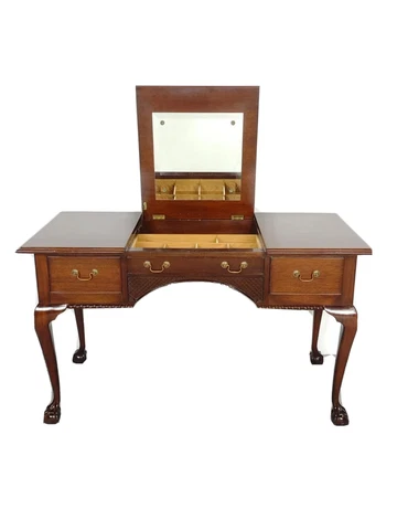 Mahogany Chippendale Vanity Dressing Table Console Table w Mirror Claw & Ball Cover
