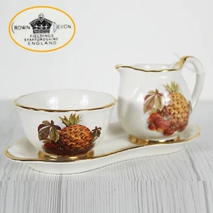Set zuccheriera e lattiera in ceramica antica crown devon bricco latte ananas - Imagen 1 de 8
