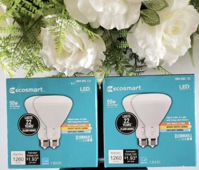 **4 Pack Value** EcoSmart 90-Watt BR30 Dimmable LED Light Bulbs  - Image 1 of 4