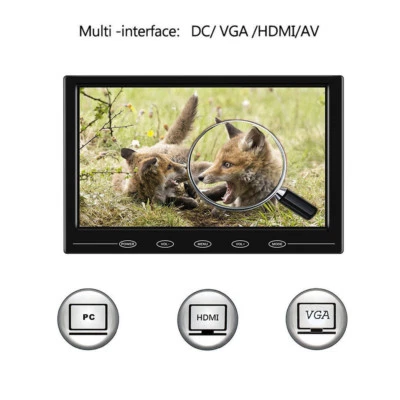 9" Ultra Thin LCD Security Monitor Touch Button AV/VGA/HDMI for DSLR Raspberry - Image 1 of 4