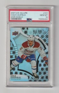 2021-22 Upper Deck Allure Rookie 2005 NHL Shield Cole Caufield PSA 10 Gem Mint