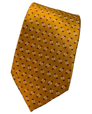 Ermenegildo Zegna Men's Gold Geometric 100% Silk Neck Tie Made in Italy