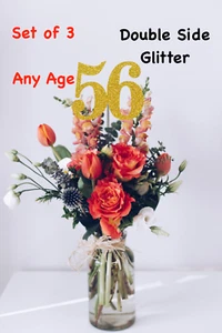 Centro de mesa decoración 56 cumpleaños favores fiesta (JUEGO DE 3) 20 colores disponibles - Imagen 1 de 3