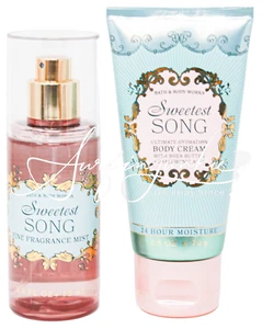 Bath & Body Works Sweetest Song Body Mist Spray Mini Travel Cream 2 Pc Set New - Picture 1 of 1