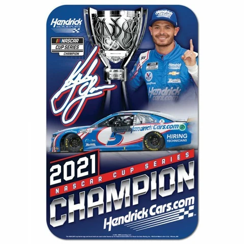 Kyle Larson #5 HendrickCars.com Championship 2021 11 x 17 Plastic Sign Instock Cover